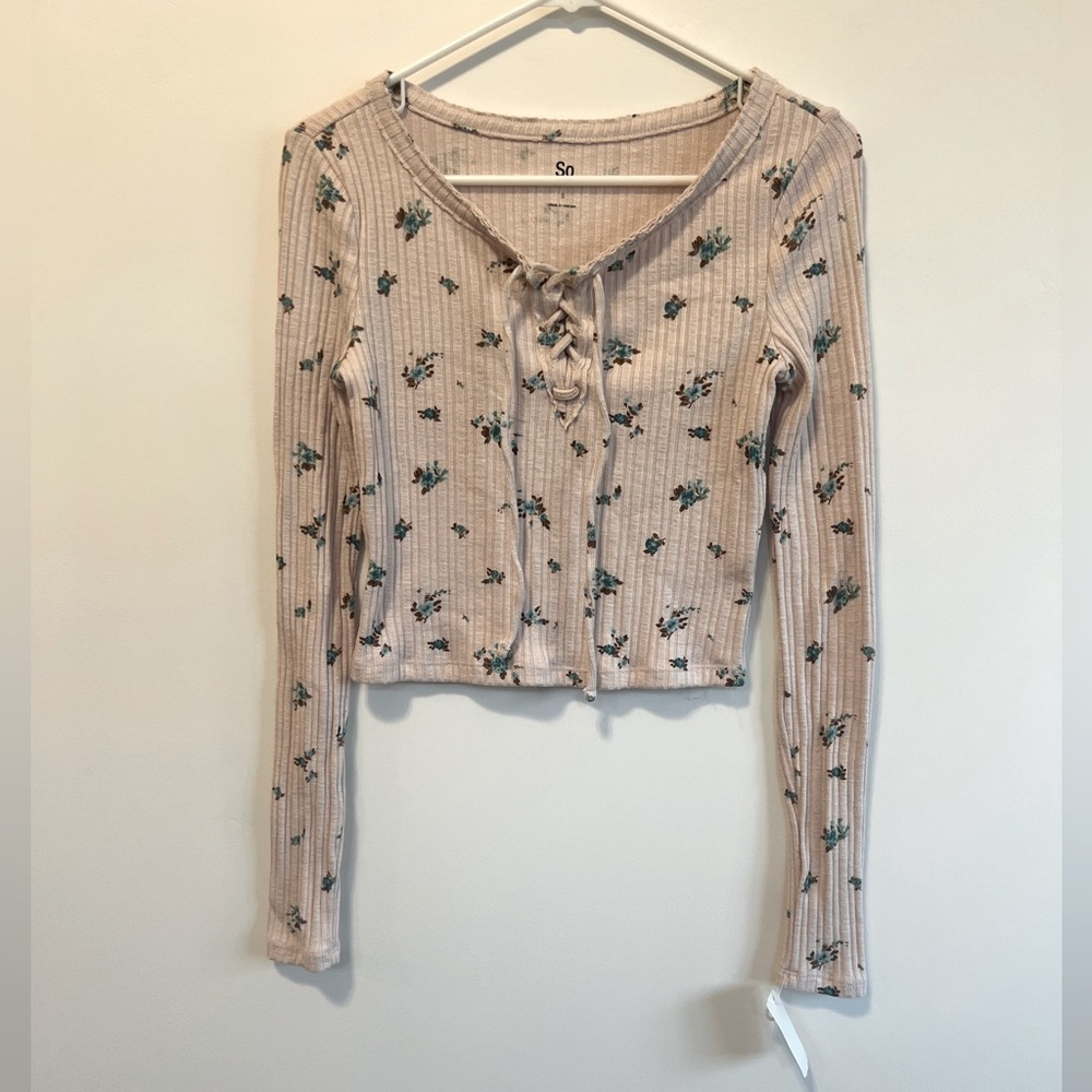 NWT Light Pink Ribbed Long Sleeve Tee Size S